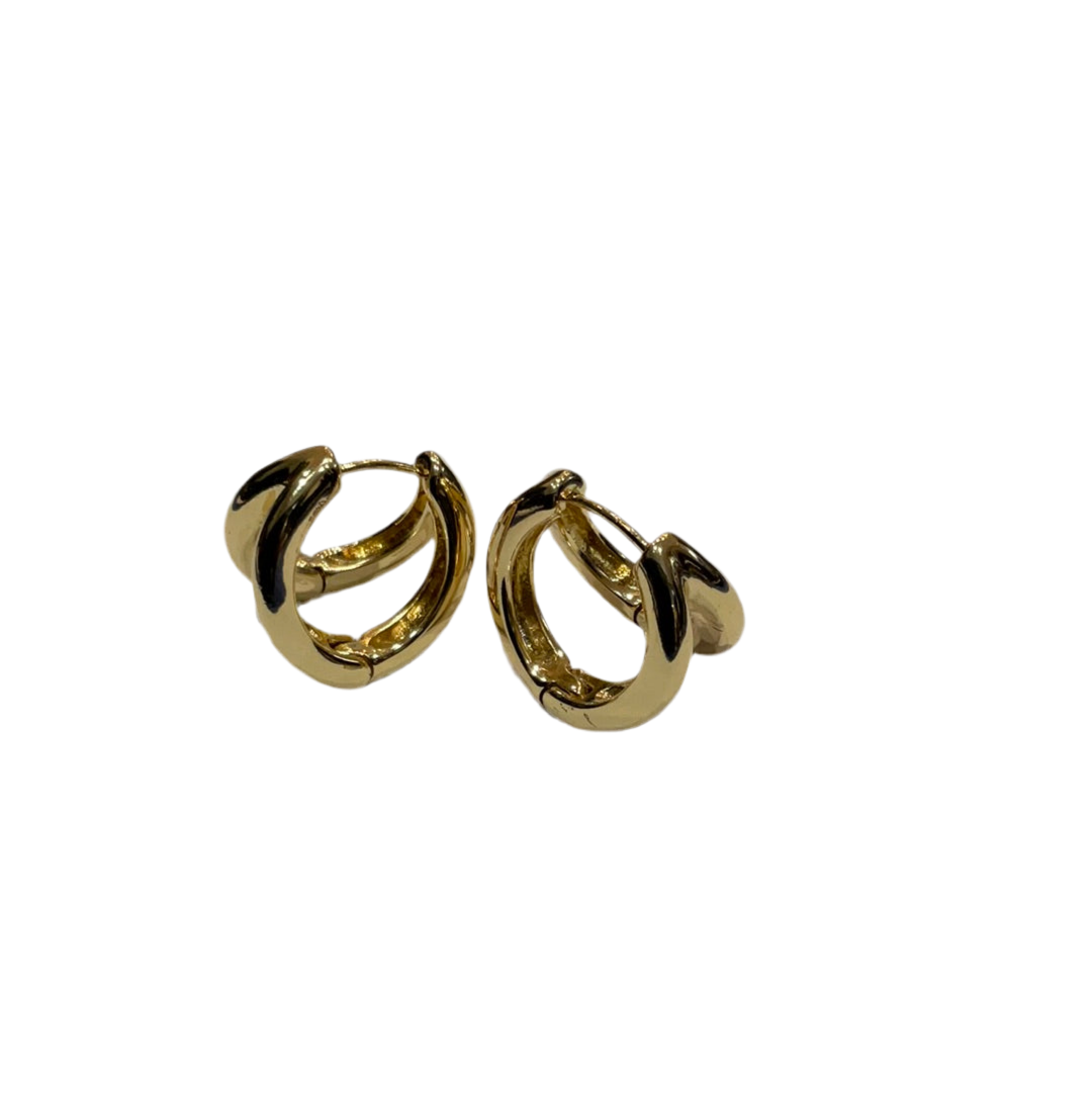 Adorne - Clasp Double Hoop Earrings - Gold