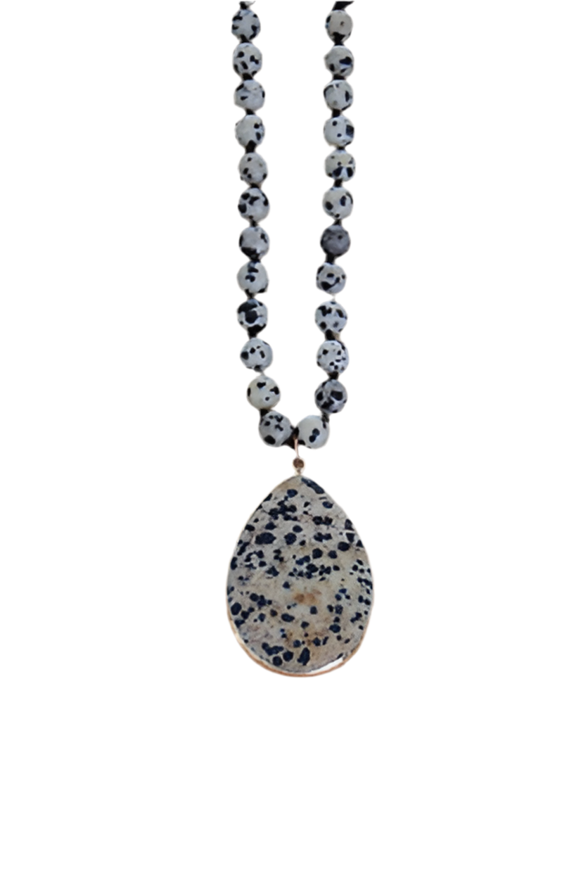 Baobab Collections - Semi-Precious Beaded Necklace - Dalmatian Jasper