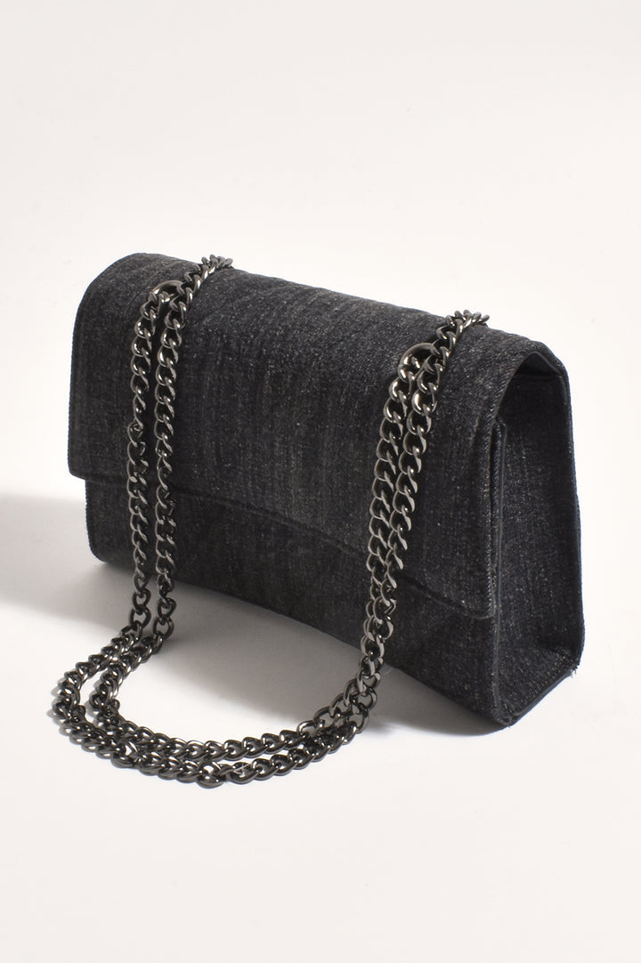 Adorne - Stella Denim Angled Handbag - Denim