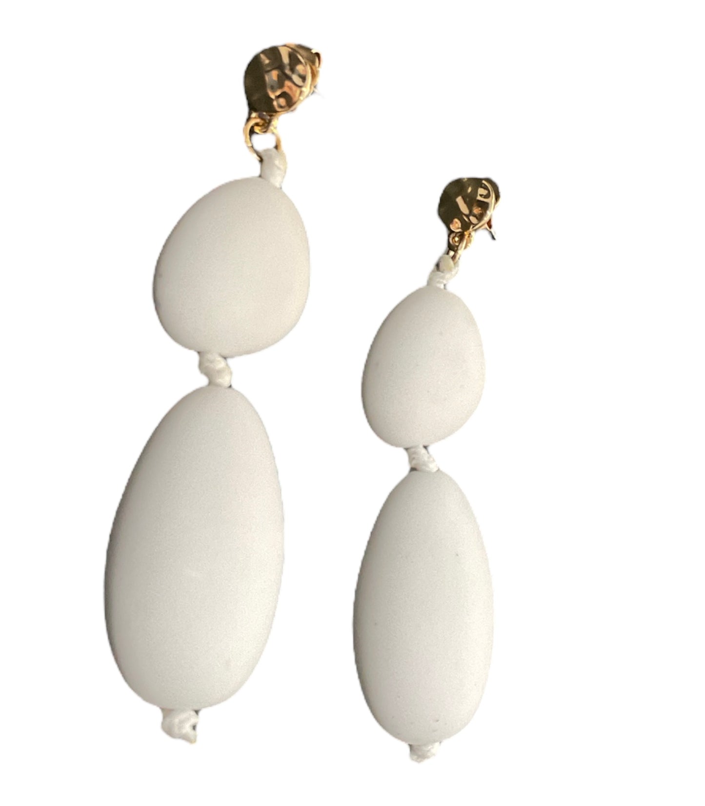 Adorne - Resin Pod Drop Earrings - White