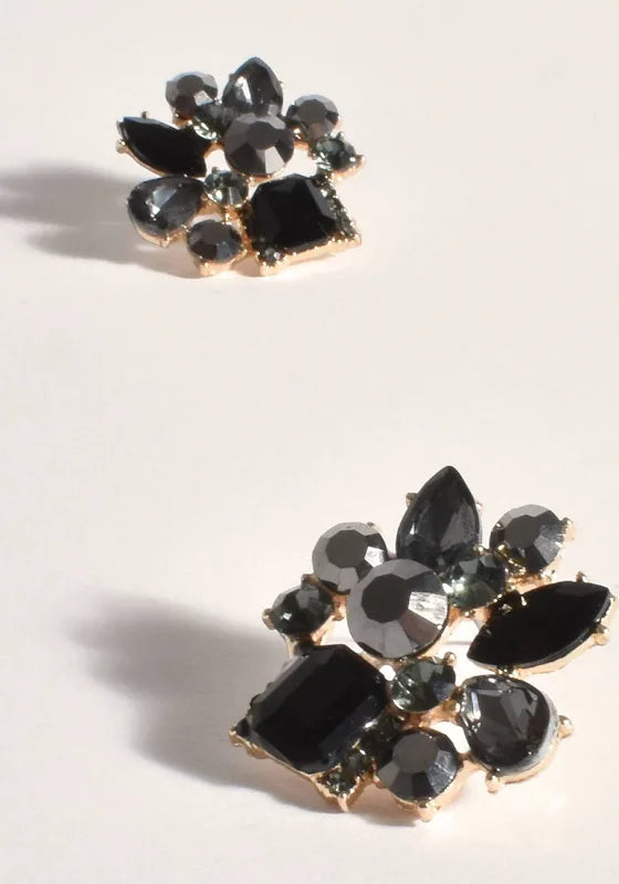 Adorne - Jewel Earrings - Gum metal black