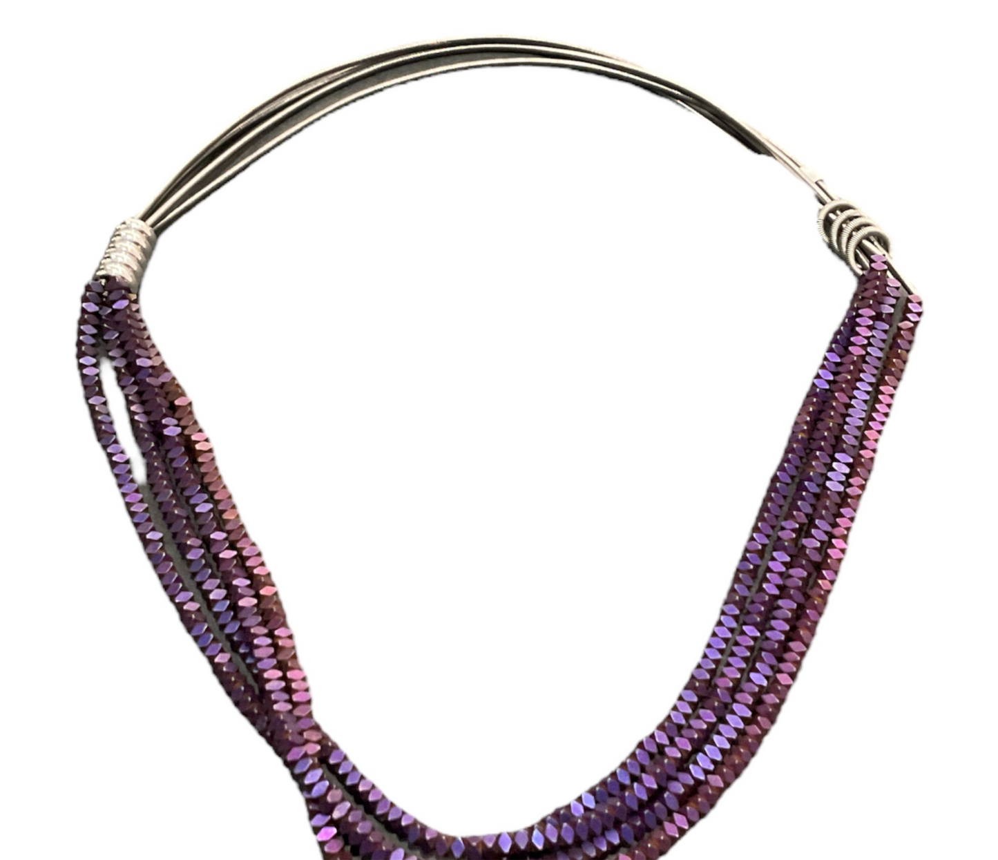 Jodi Maree Jewellery - Bead String Magnet Necklace - Silver / Bronze / Purple