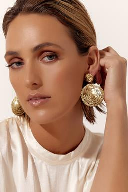 Adorne - Circle Drop Sequin Earrings - Gold