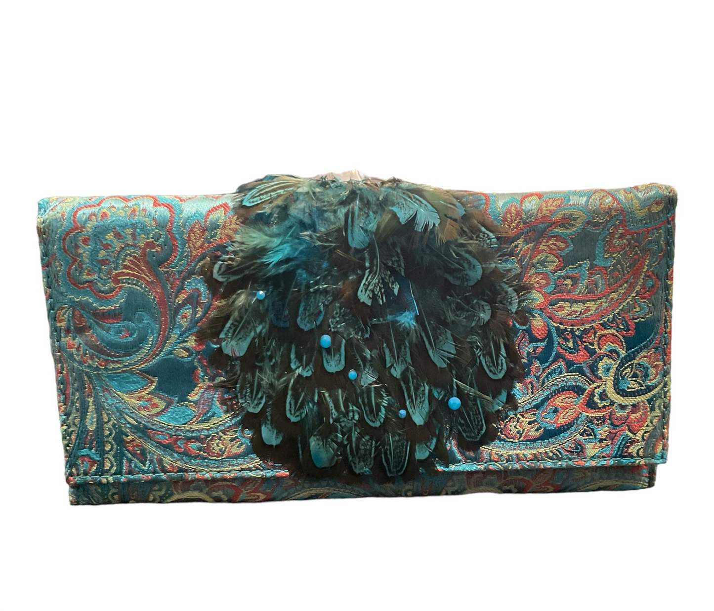 Secretly Posh - Blue Feather Purse / Clutch