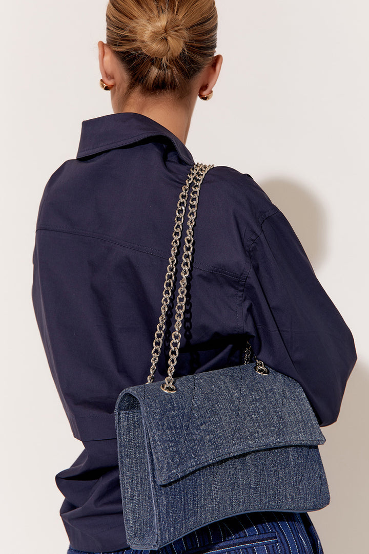 Adorne - Stella Denim Angled Handbag - Denim