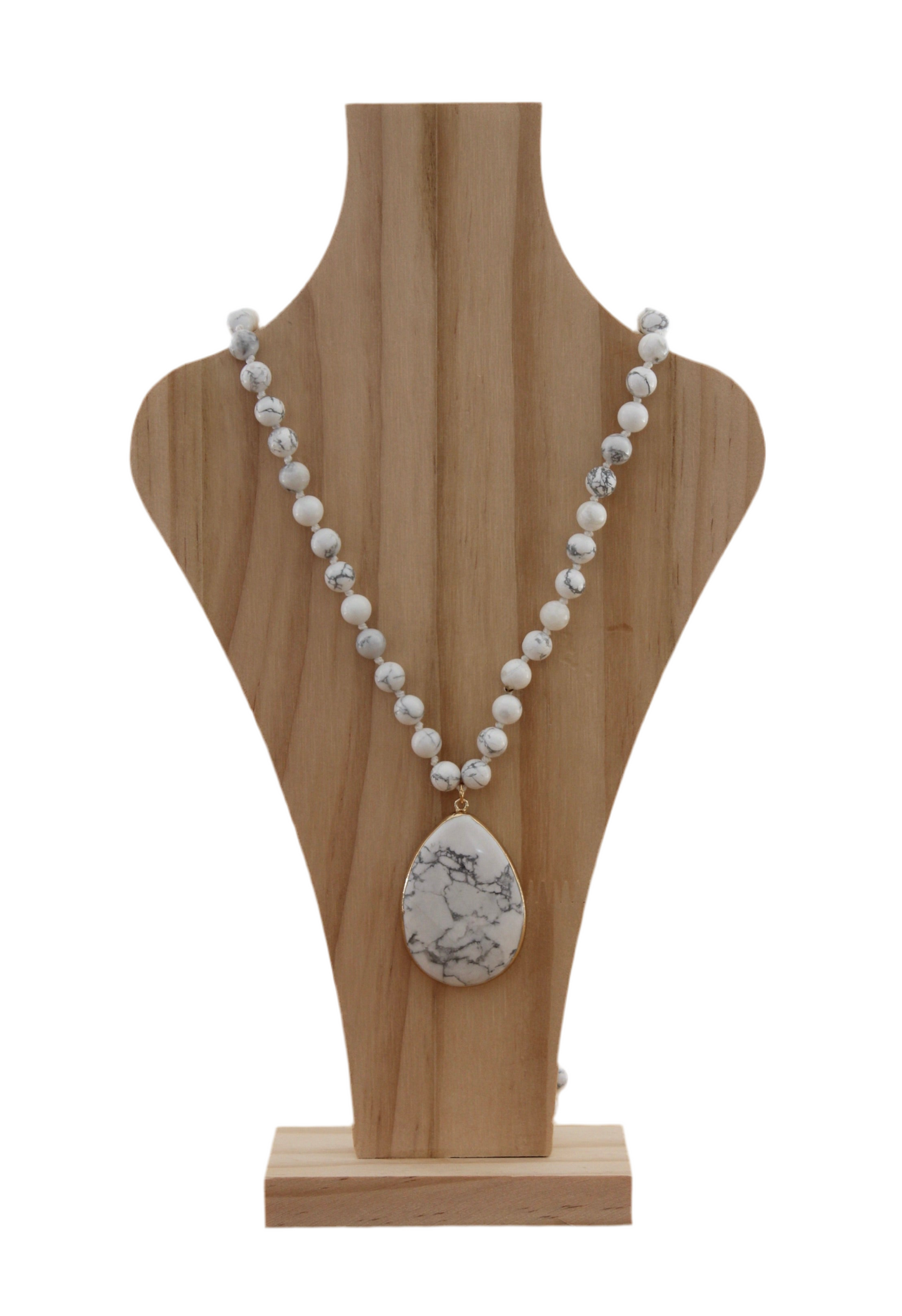 Baobab Collections - Semi - Precious Howlite Beaded Necklace - White / Black
