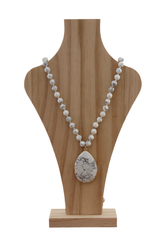 Baobab Collections - Semi - Precious Howlite Beaded Necklace - White / Black