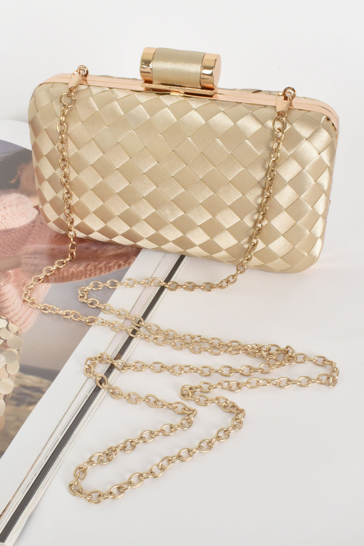 Adorne - Aurelia Satin Plait Structured Clutch - Hot Pink