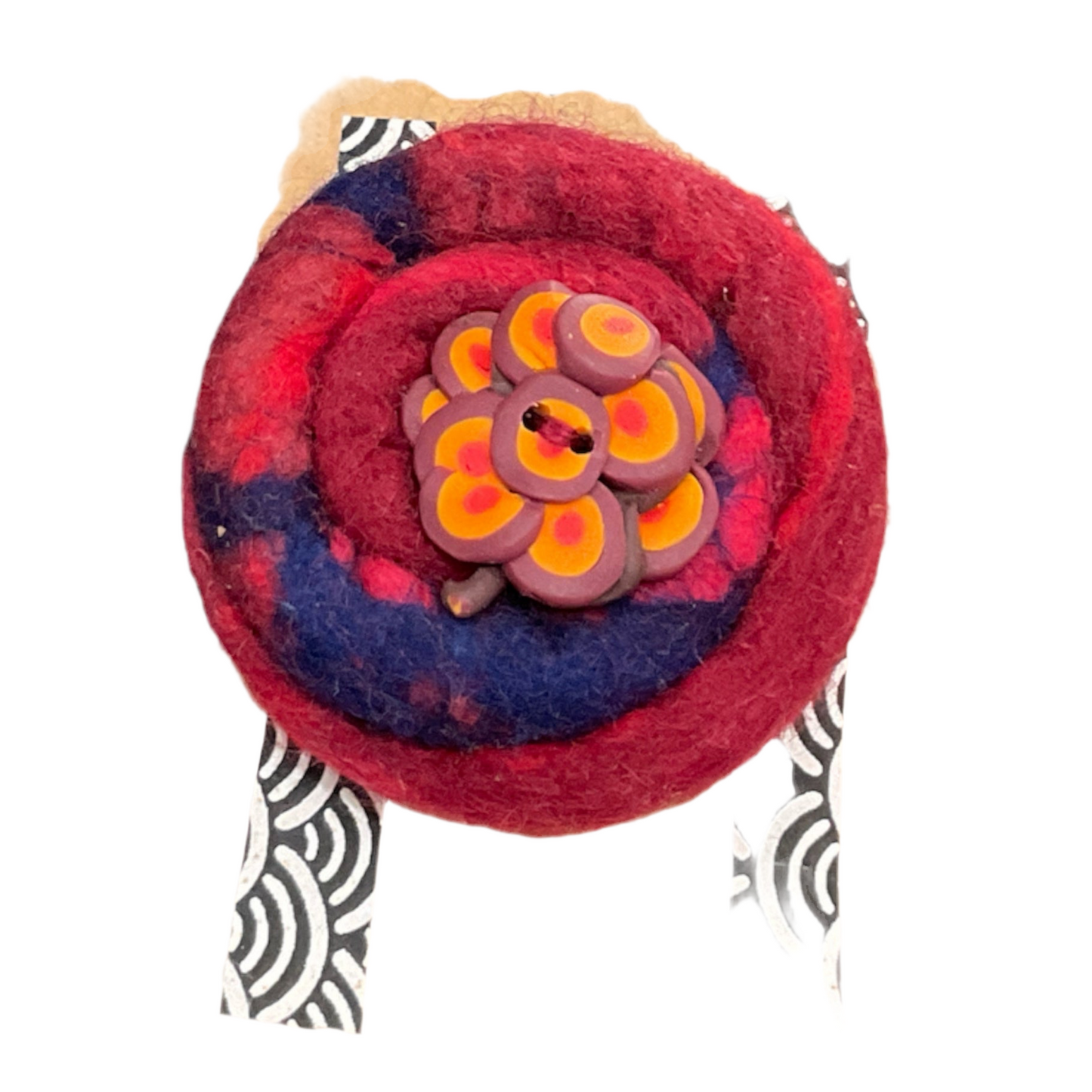 Jodi Maree Accessories - Handmade Woollen Button Brooch - Rd