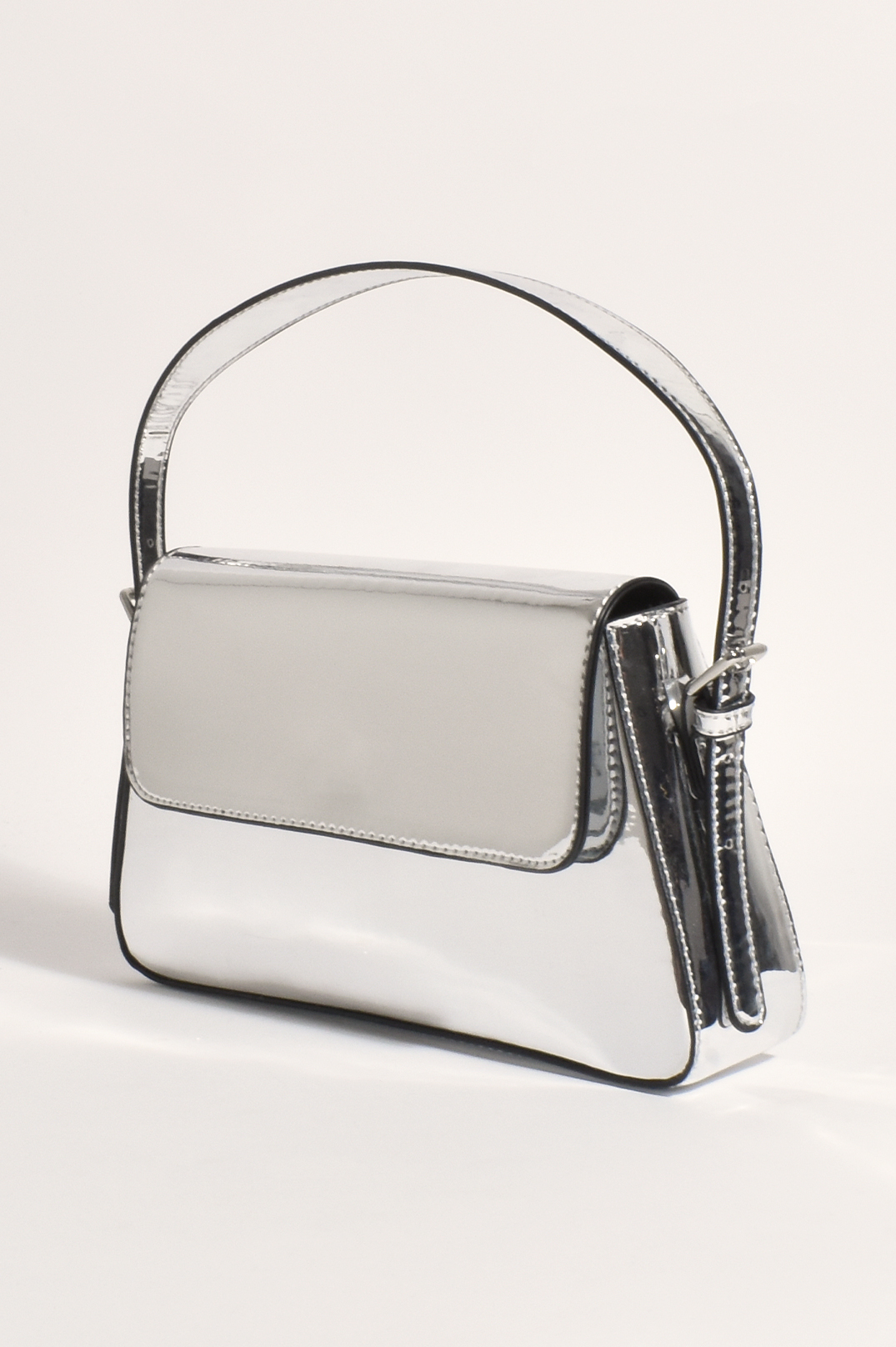 Adorne - Maisie High Shine Handbag - Silver