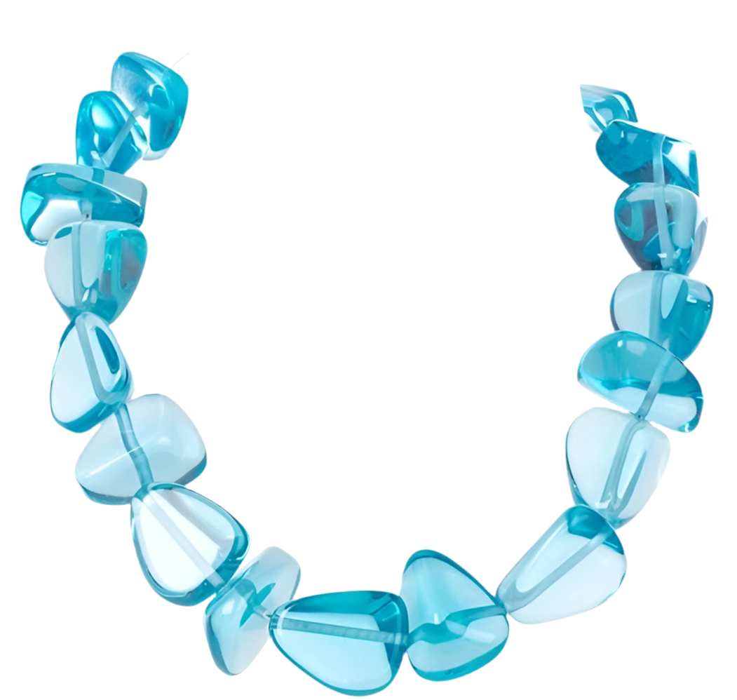 Jackie Brazil - Resin Flintstone Bone Diamonds Necklace - Transparent Blue