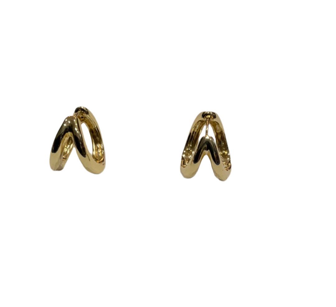 Adorne - Clasp Double Hoop Earrings - Gold