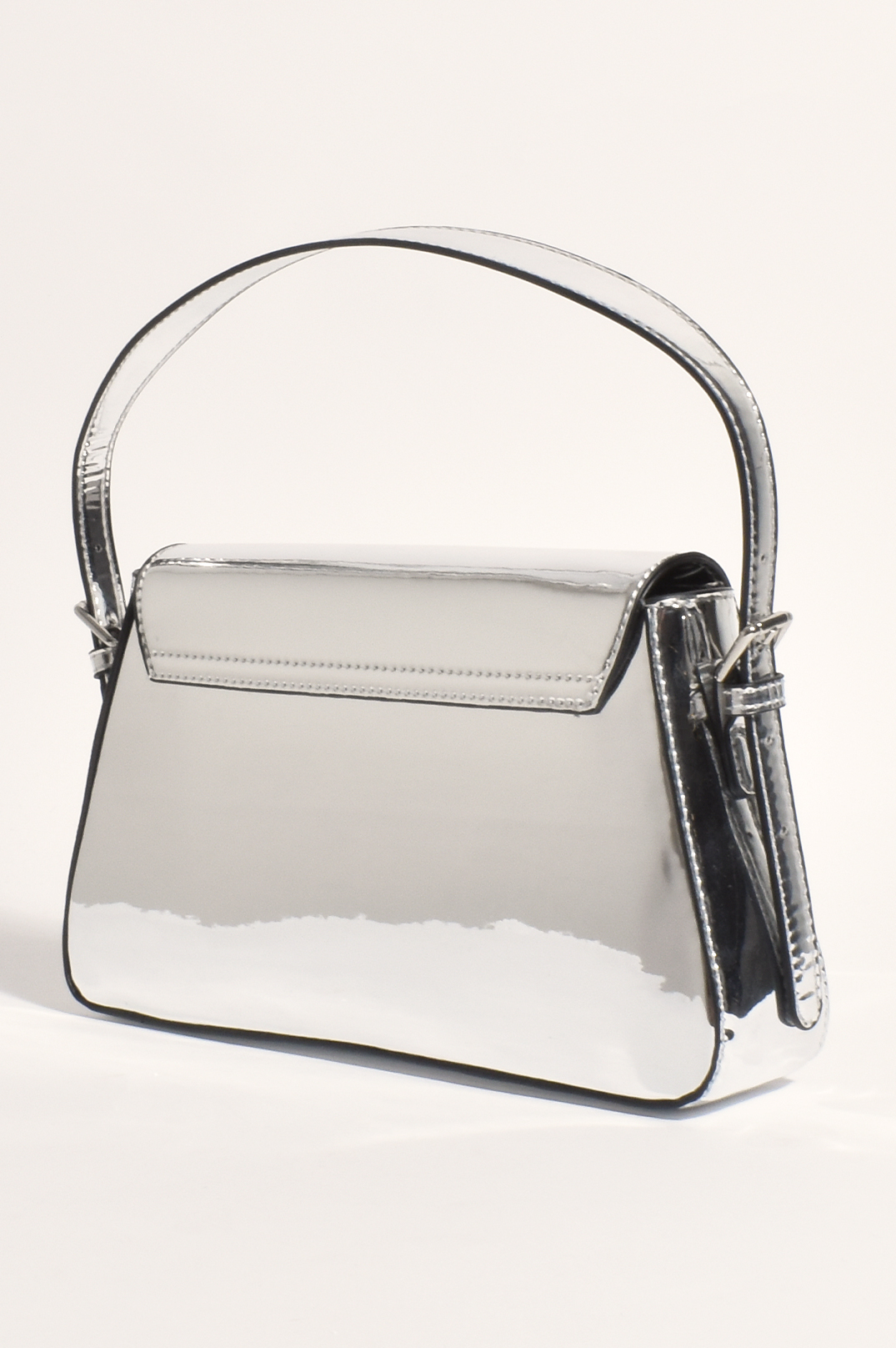 Adorne - Maisie High Shine Handbag - Silver
