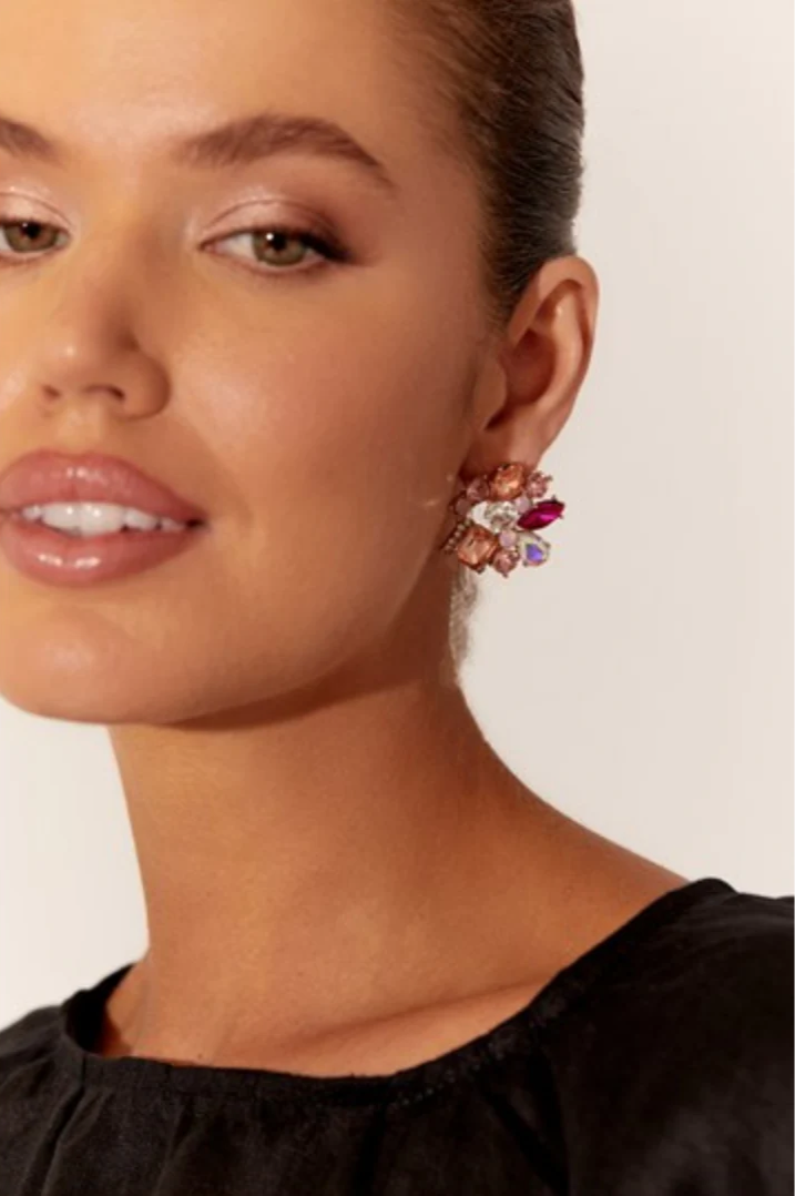 Adorne - Jewel Earrings - Gum metal black