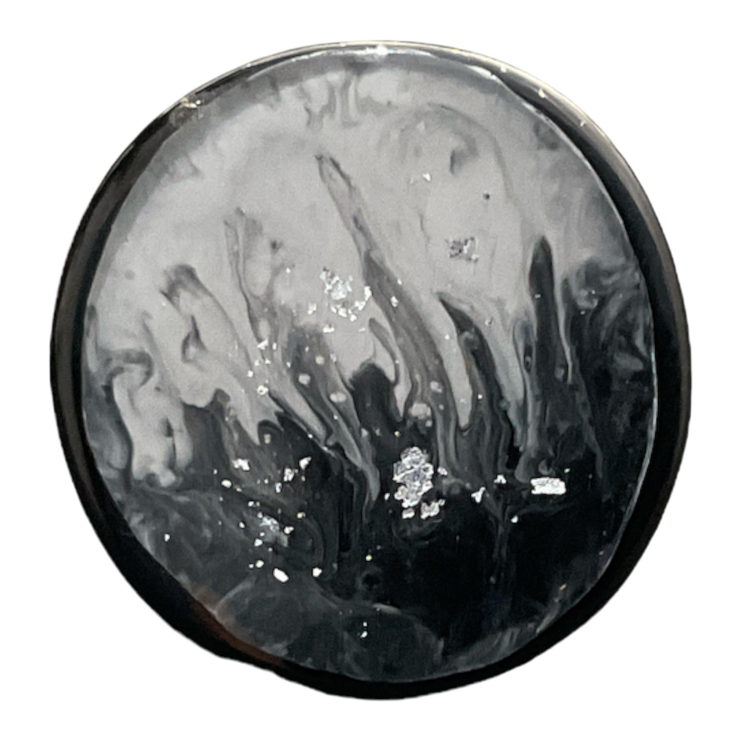 Zsiska - Resin Hand Painted Chunky Ring - Black / Silver