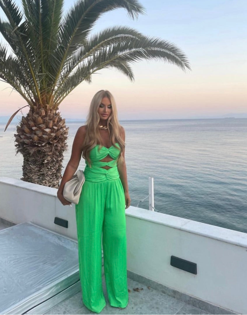 Secretly Posh Clothing - Twist Front Jumpsuit Green