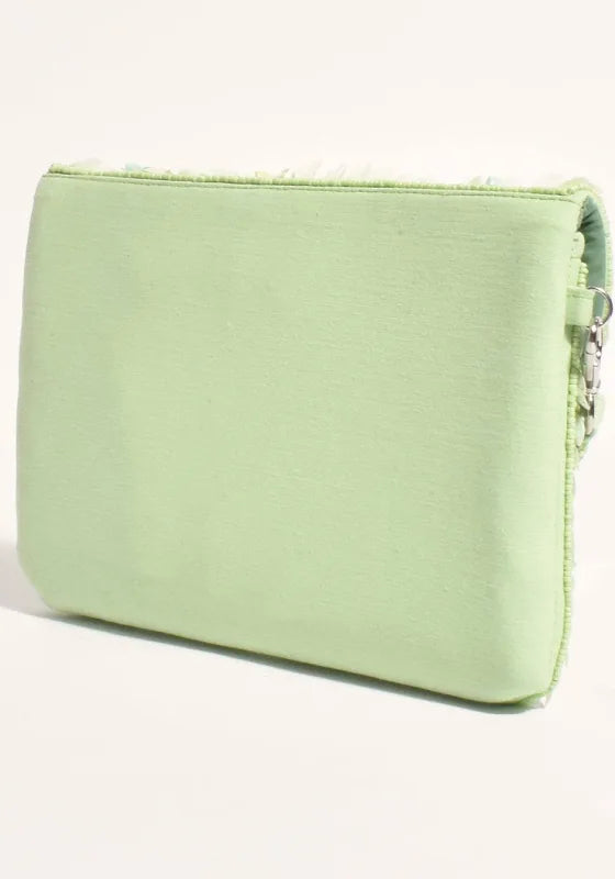 Adorne - Sequin Floral Fold Over Clutch - Mint Multi