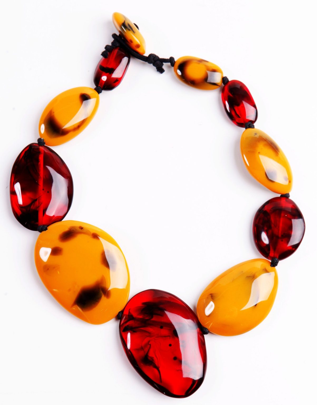 Jackie Brazil - Long Flat Riverstones Necklace - Tortoise / Prada