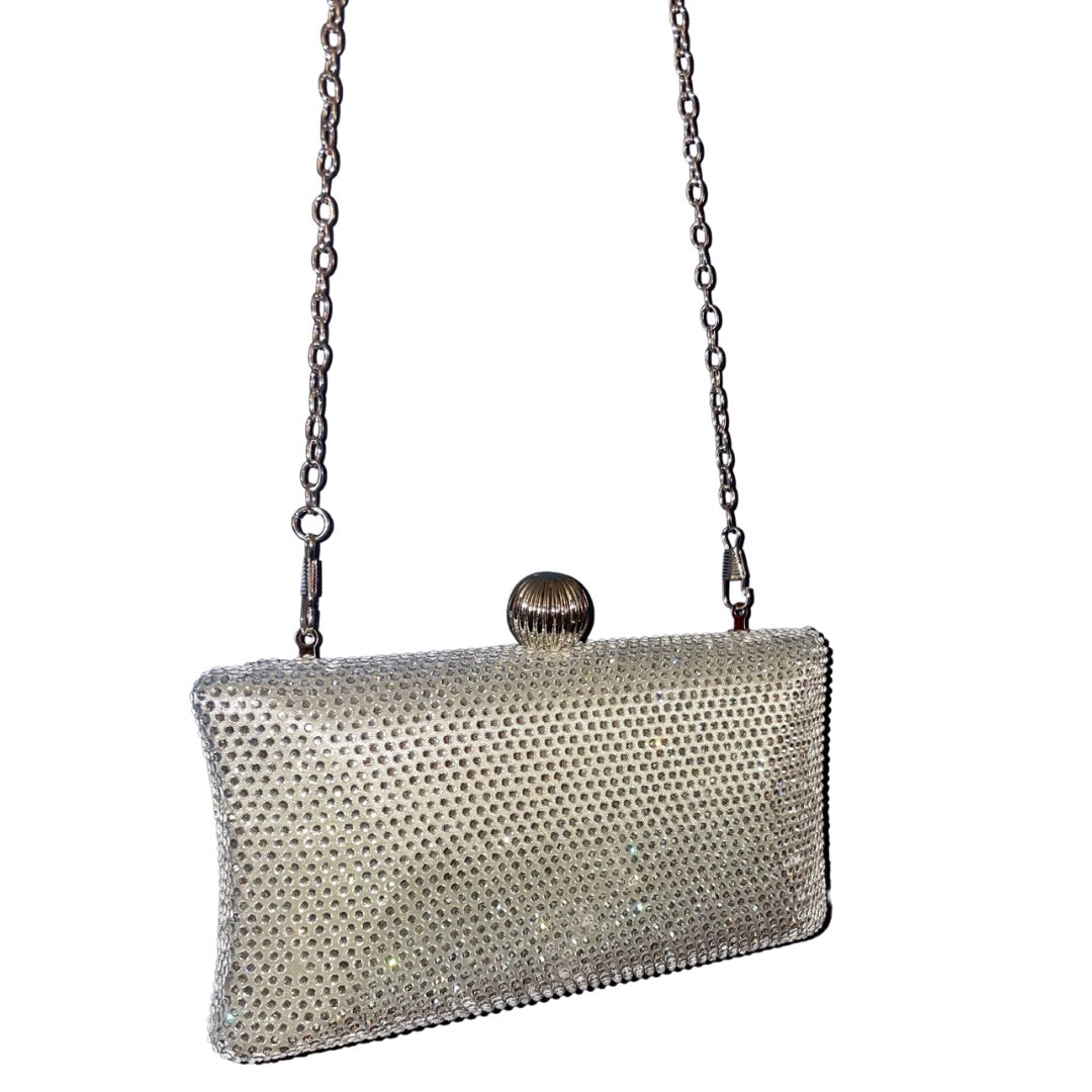 Miss Anne - Dizzy with Diamantés Clutch - Sliver