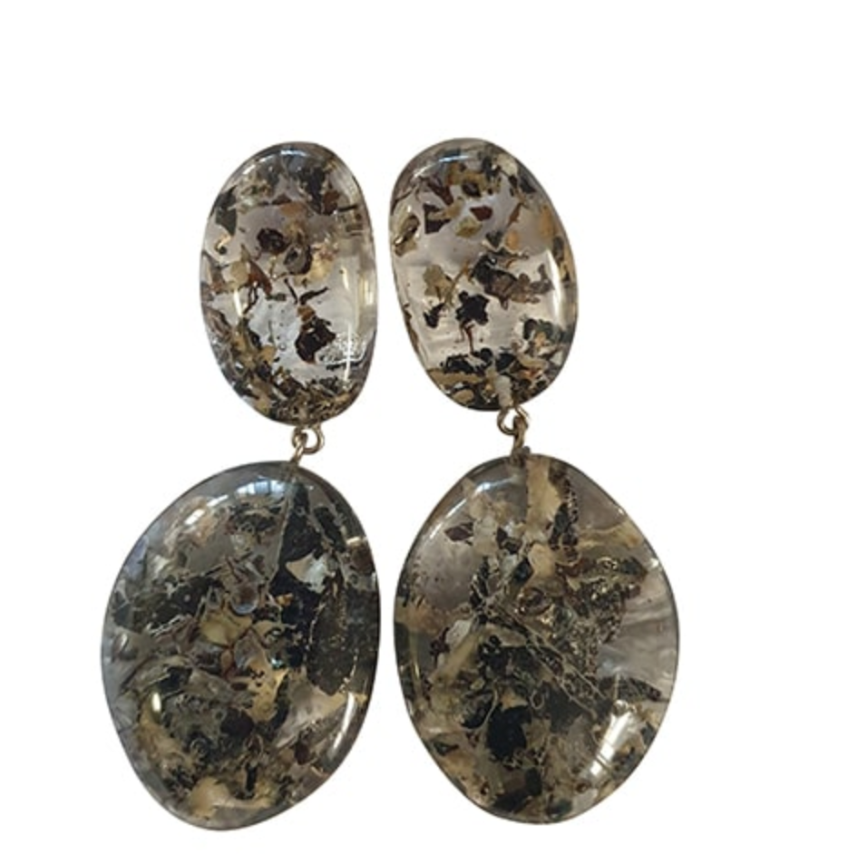Jackie Brazil - RiverStone Medium Double Pendant Earrings - Seaweed