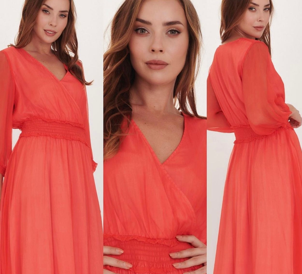 kamare - Kendra Silk Dress - Coral