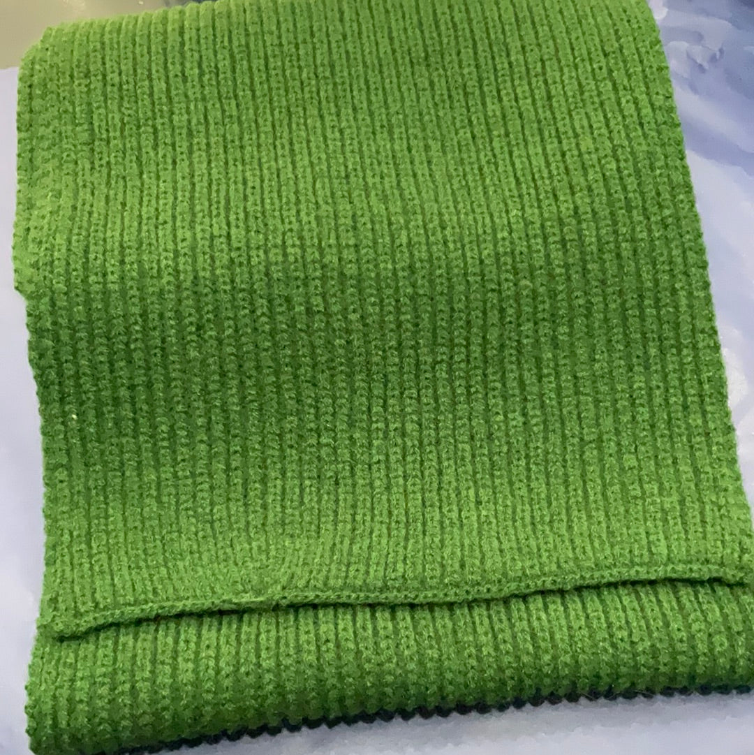 Cinnamon Creations - Ribbed Knitted Scarf long- Green