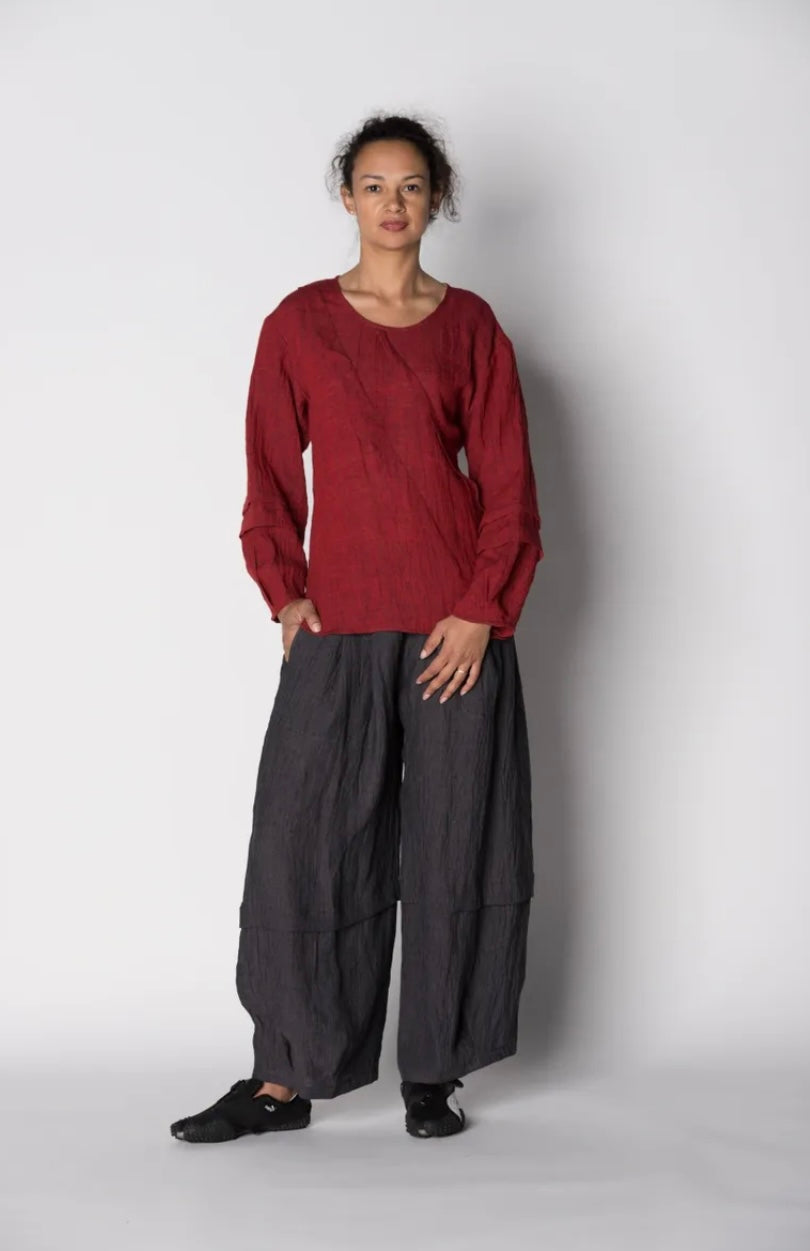 Kimberley Tonkin - Millie Asymmetric Pleated Top - Smoke