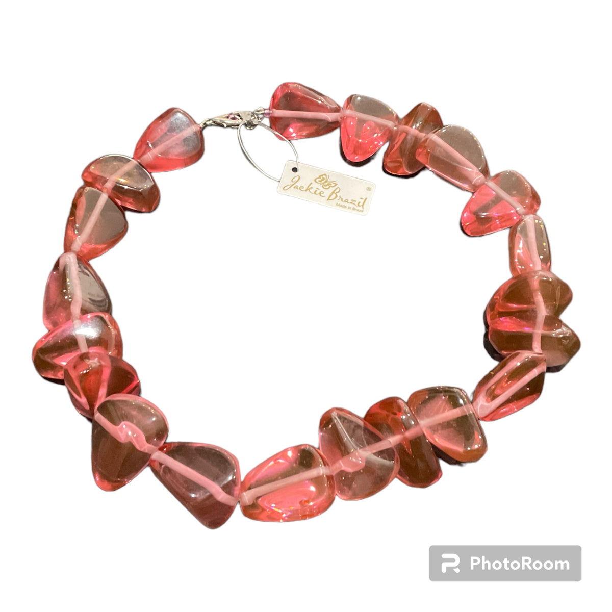 Jackie Brazil Pink Clear Resin Necklace