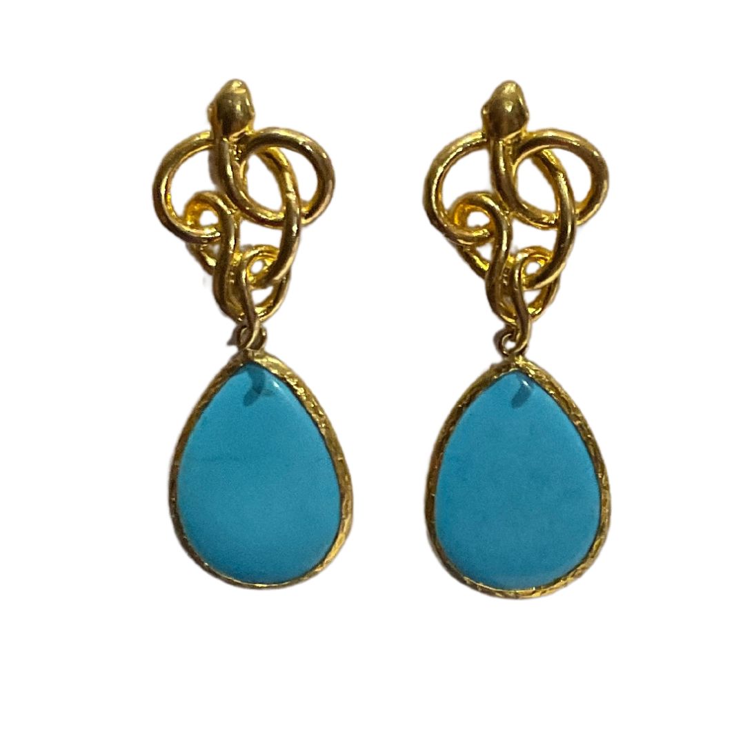 Secretly Posh Turquoise and Gold Snake Earrings
