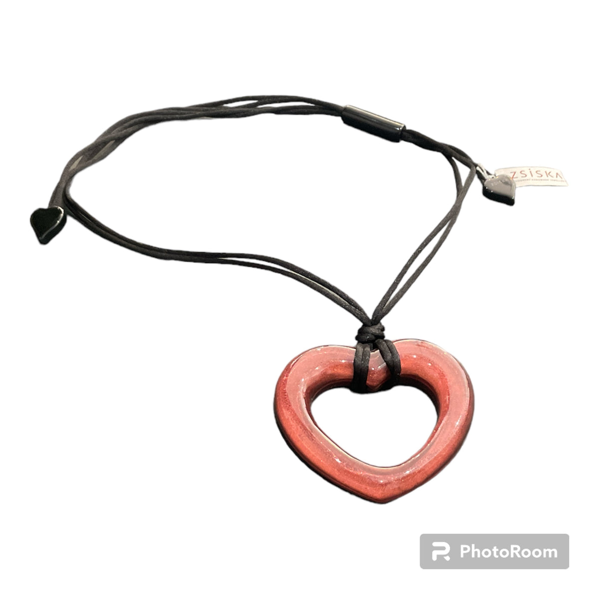 Zsiska Burgundy Heart Pendant Adjustable Necklace