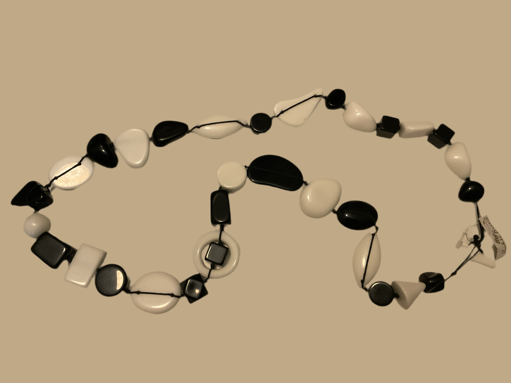 Jackie Brazil -Long Multi Bead "Indiana" 110CM Necklace - black / Cream