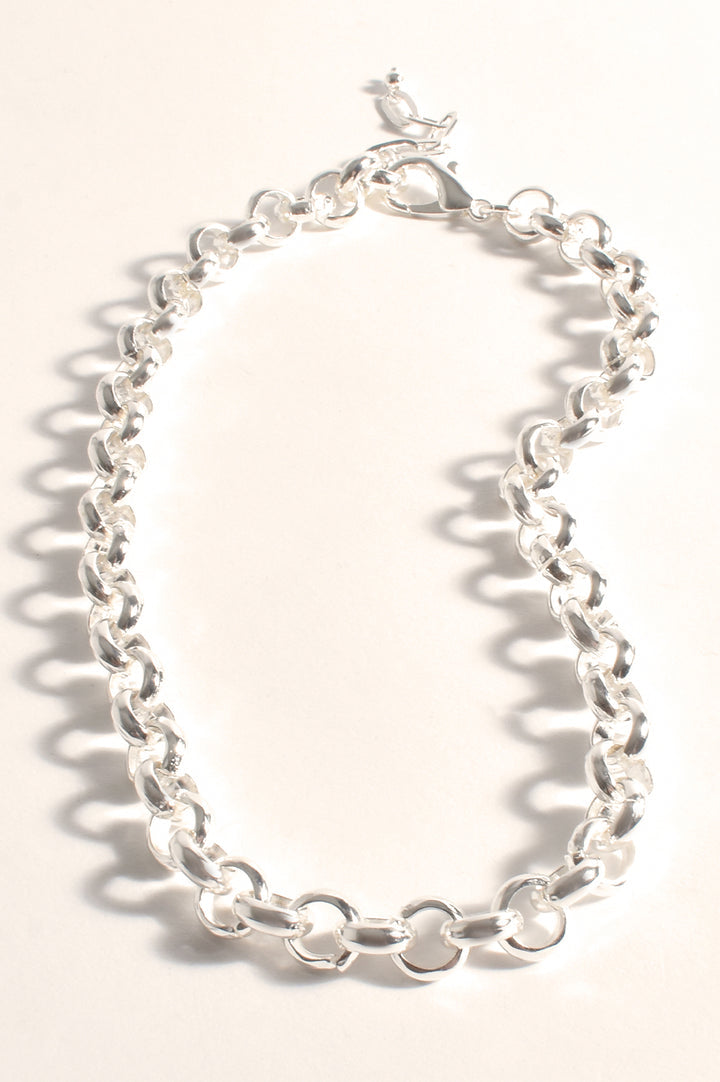 Adorne - Classic Metal Belcher Chain Necklace (Silver)