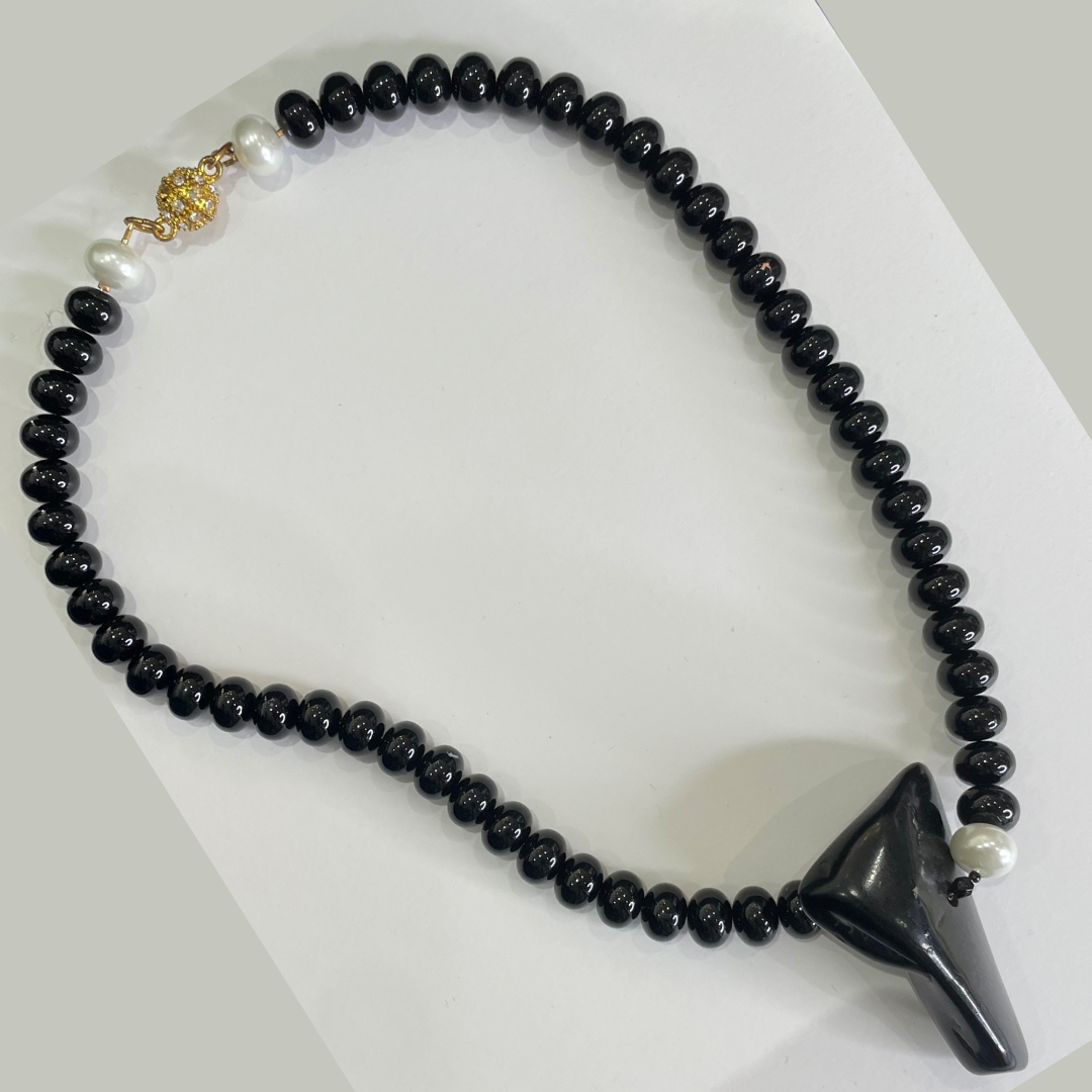 Sweet Safari - Black Tourmaline, Pearl and Hand Made Bead Necklace - Jodi Maree Accessories