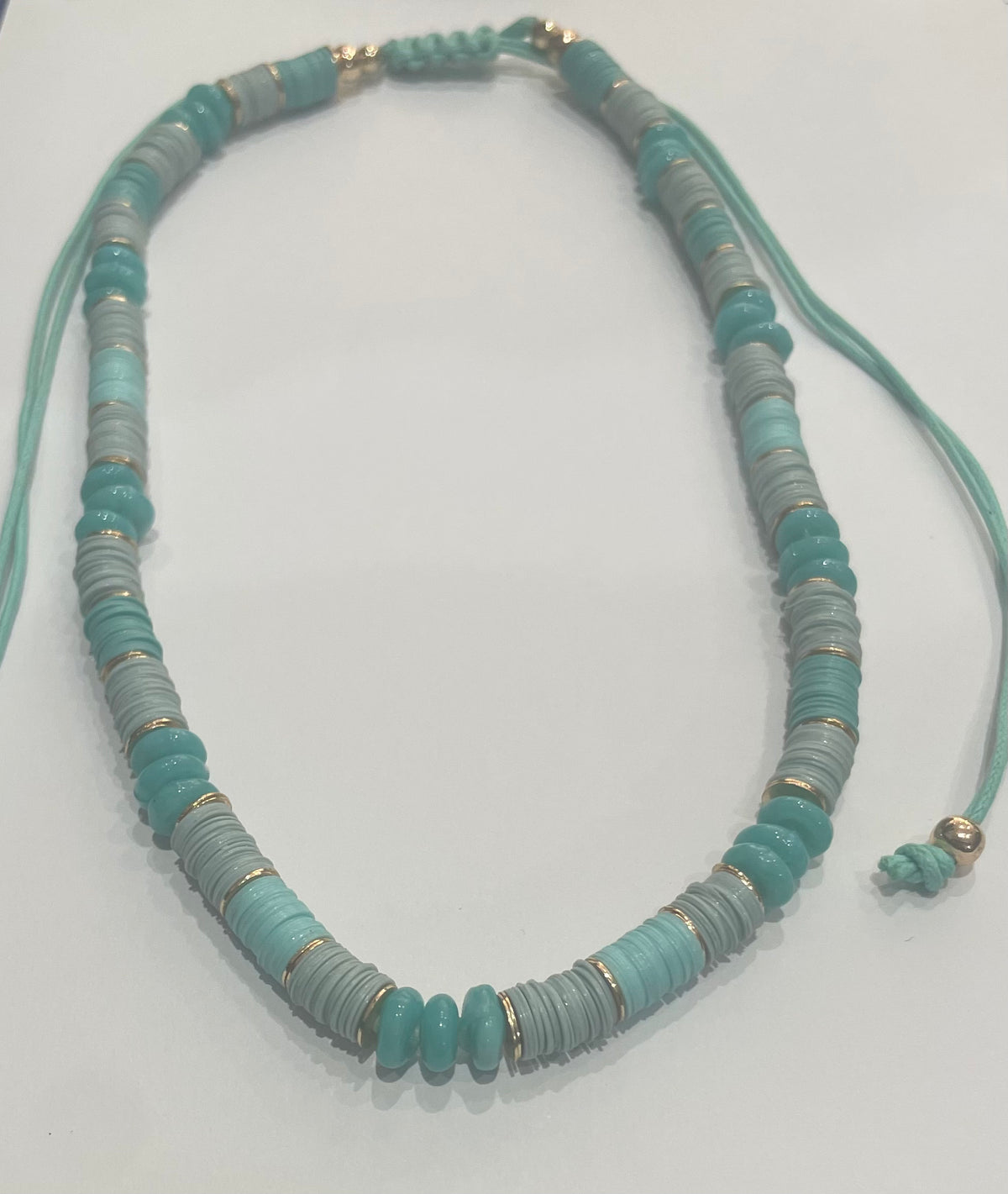 Adorne Bead Pattern Cord Back Necklace ANA2553TURQMULT