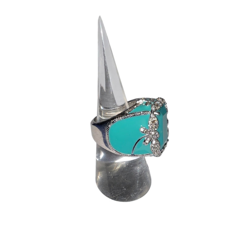 Jodi Maree Accessories Chunky Blue and Diamanté Silver Ring