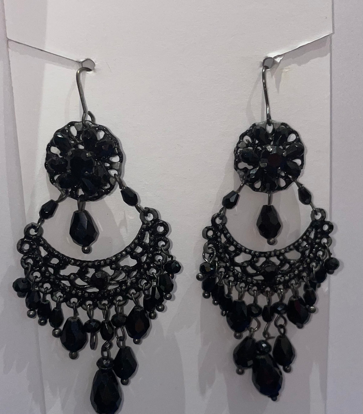 Jodi Maree Accessories Black Bead Chandelier Earrings