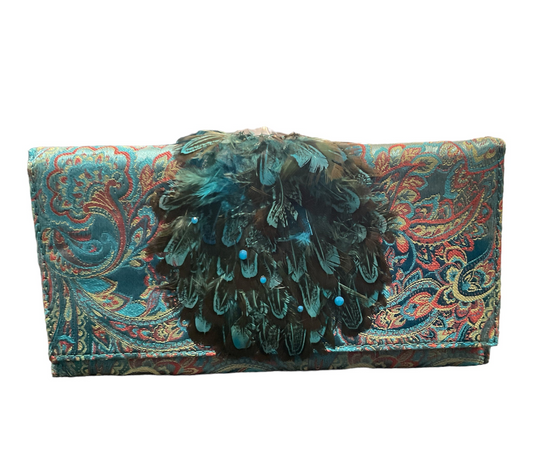 Secretly Posh - Blue Feather Purse / Clutch