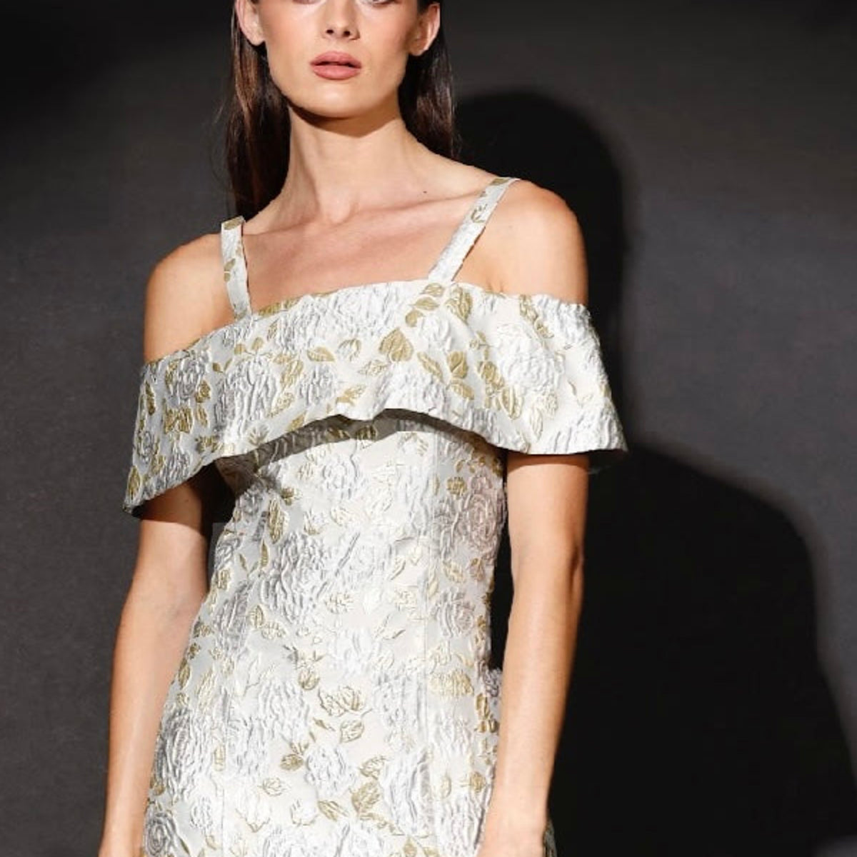     Romance The Label Rose RD221006 cream dress off-the-shoulder neckline detail