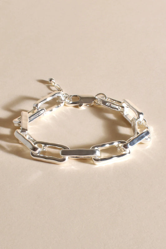 Adorne Rectangle Link Chunky Chain Silver Bracelet Y217