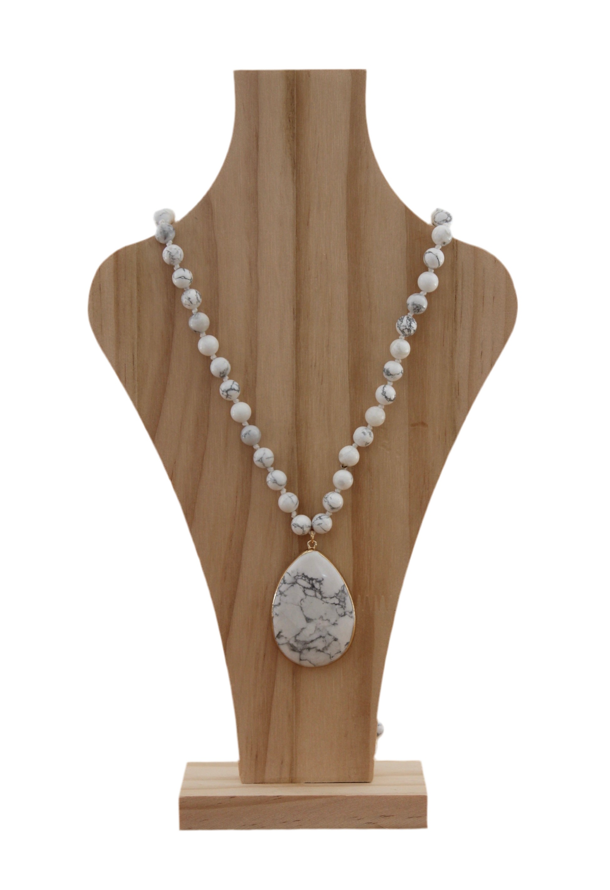 Baobab Collections - Semi - Precious Howlite Beaded Necklace - White / Black 