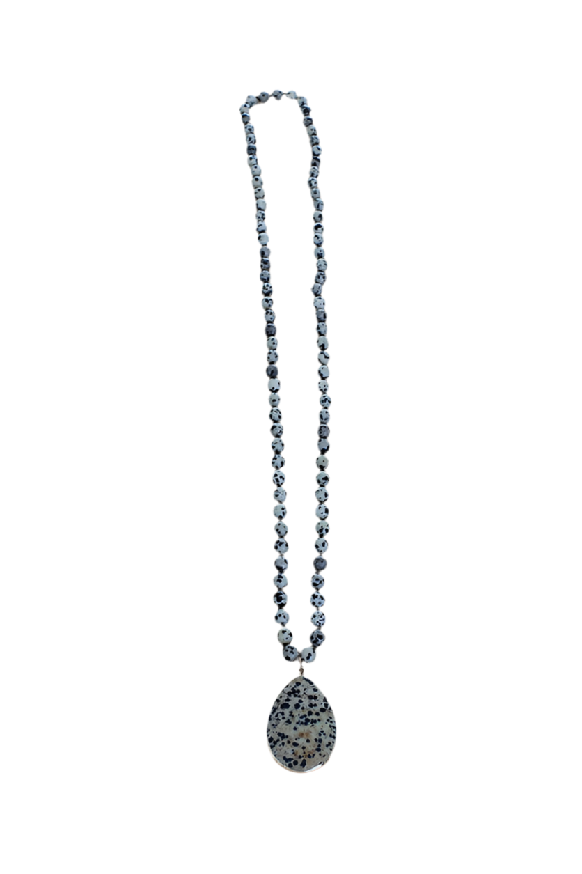 Baobab Collections -Semi-Precious Beaded Necklace - Dalmatian Jasper