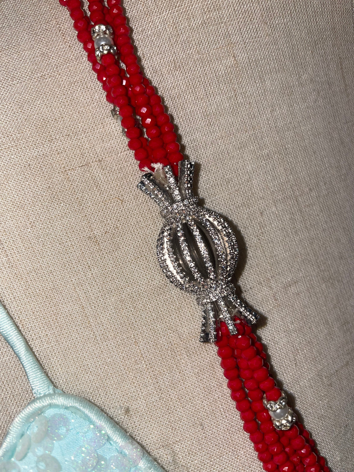 Jodi Maree Red Crystal And Diamante Long Necklace