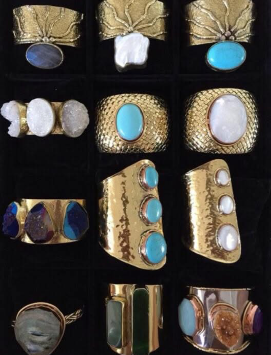 Secretly Posh - Gold Plated And Moonstone Cuff Bangle - Gold / Pearl