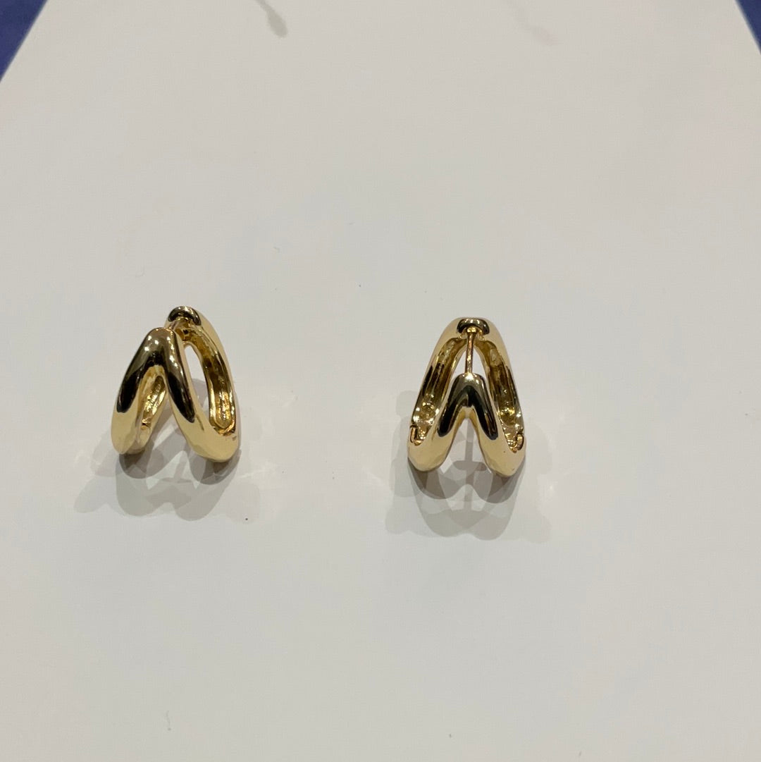 Adorne Gold Clasp Double Hoop Small Earrings