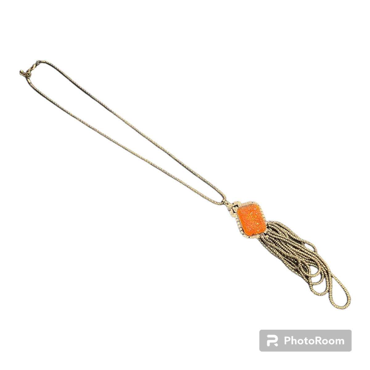 Jodi Maree Accessories Orange Vintage Style Diamanté Pendant Necklace