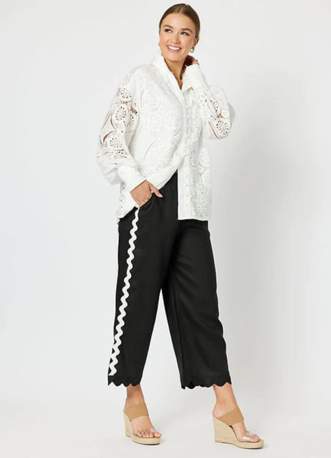 Hammock & Vine - Dusk Lace Shirt - White