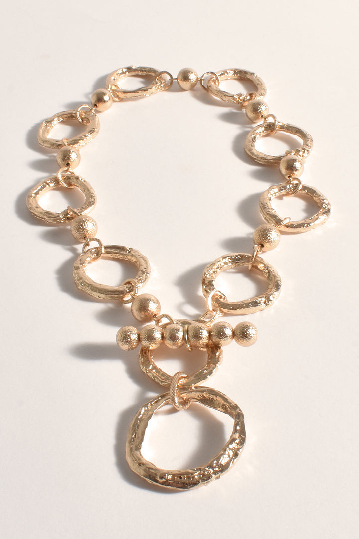 Adorne - Molten Metal Circle Event Necklace - Gold