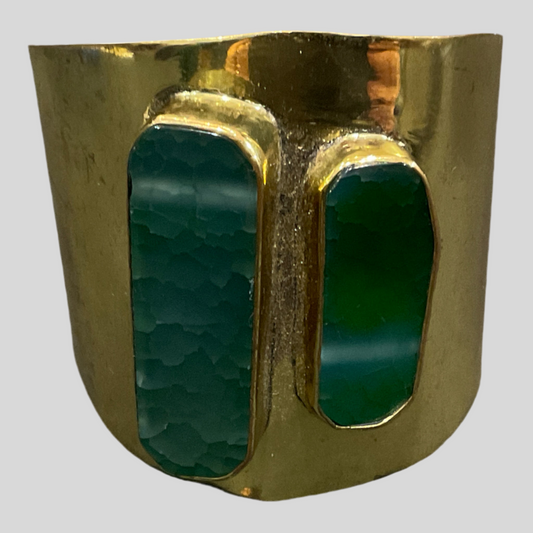 Secretly Posh - Artisan Gold Malachite Stone Cuff