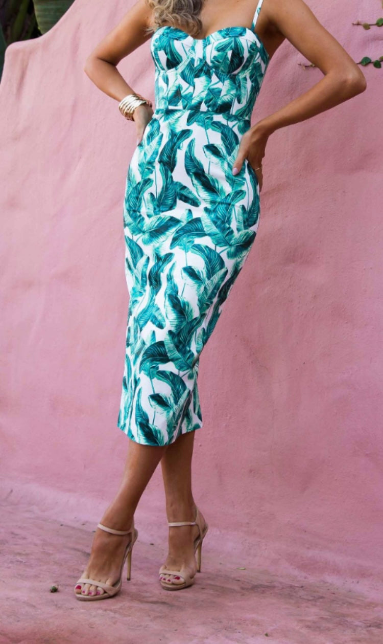 Elle Zeitoune - Alannah Midi Dress - Tropical Palm 