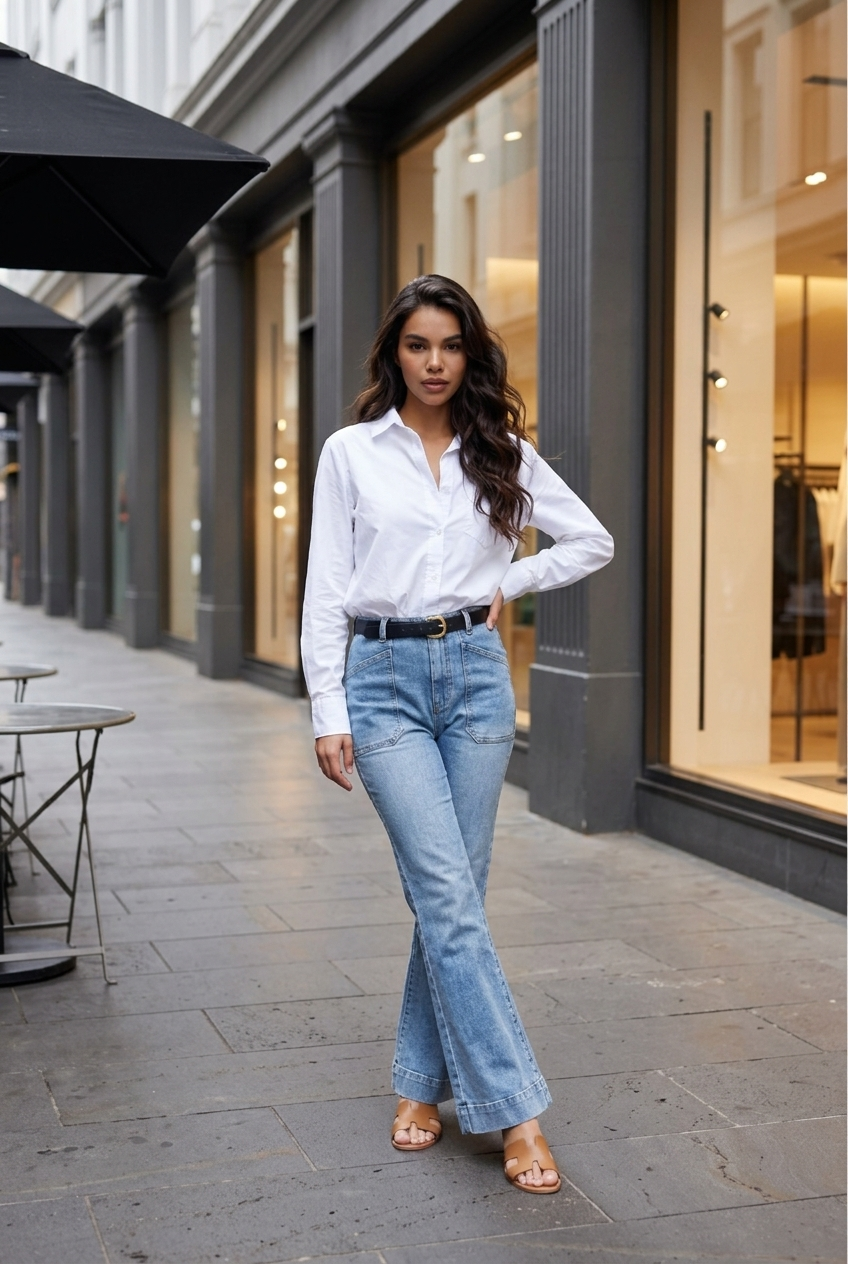 Saint Rose - Jayne Wide Leg Jean - Vintage Blue denim